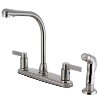 Thumbnail for Kingston Brass FB2758NDLSP NuvoFusion 8-Inch Centerset Kitchen Faucet with Sprayer, Brushed Nickel - BNGBath