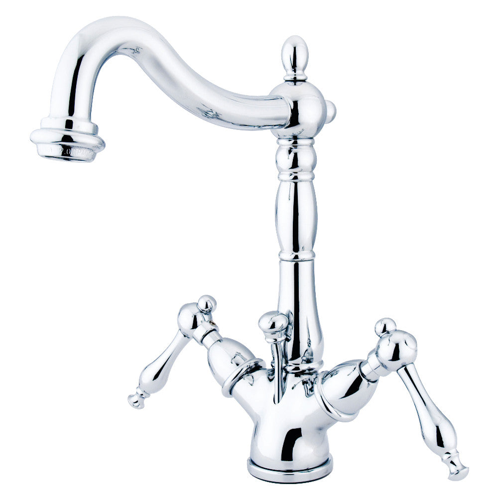 Kingston Brass KS1431NL Naples Two-Handle Bathroom Faucet with Brass Pop-Up and Cover Plate, Polished Chrome - BNGBath