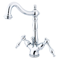 Thumbnail for Kingston Brass KS1431NL Naples Two-Handle Bathroom Faucet with Brass Pop-Up and Cover Plate, Polished Chrome - BNGBath