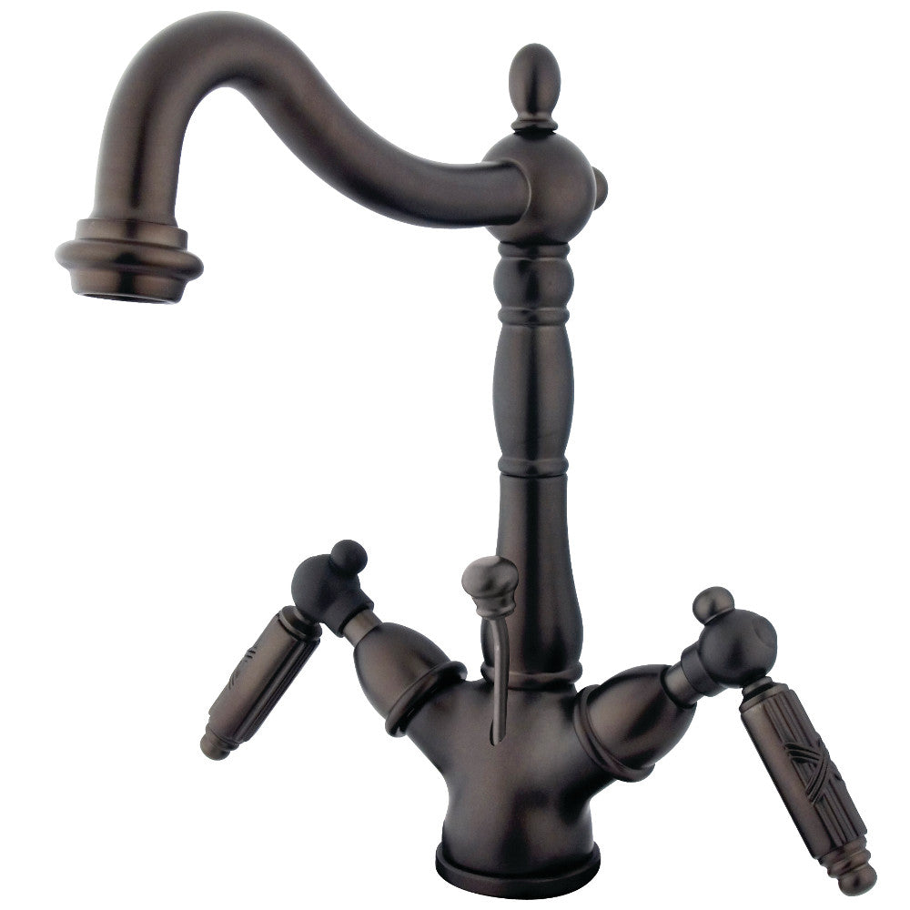Kingston Brass KS1435GL Victorian Two-Handle Bathroom Faucet with Brass Pop-Up and Cover Plate, Oil Rubbed Bronze - BNGBath