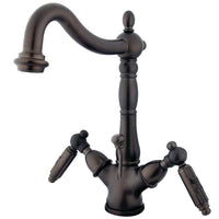 Thumbnail for Kingston Brass KS1435GL Victorian Two-Handle Bathroom Faucet with Brass Pop-Up and Cover Plate, Oil Rubbed Bronze - BNGBath