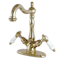 Thumbnail for Kingston Brass KS1432BPL Bel-Air Two-Handle Bathroom Faucet with Brass Pop-Up and Cover Plate, Polished Brass - BNGBath