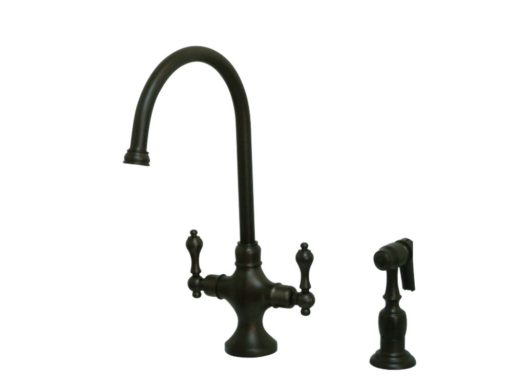 Kingston Brass KS1765ALBS Vintage Classic Kitchen Faucet With Brass Sprayer, Oil Rubbed Bronze - BNGBath