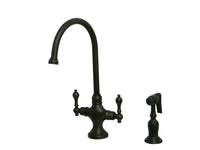 Thumbnail for Kingston Brass KS1765ALBS Vintage Classic Kitchen Faucet With Brass Sprayer, Oil Rubbed Bronze - BNGBath