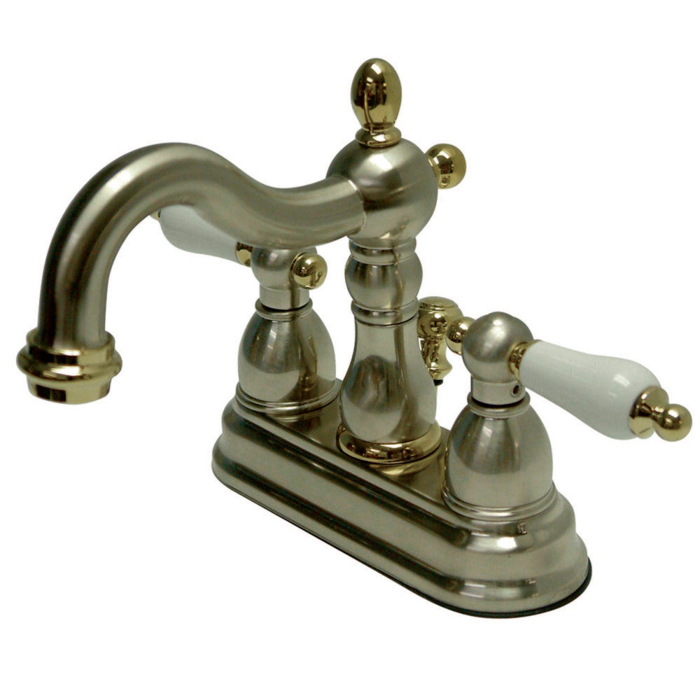 Kingston Brass KB1609PL Heritage 4 in. Centerset Bathroom Faucet, Brushed Nickel/Polished Brass - BNGBath