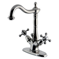 Thumbnail for Kingston Brass KS1438BX Vintage Two-Handle Bathroom Faucet with Brass Pop-Up and Cover Plate, Brushed Nickel - BNGBath