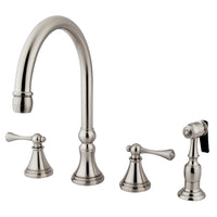 Thumbnail for Kingston Brass KS2798BLBS Widespread Kitchen Faucet, Brushed Nickel - BNGBath