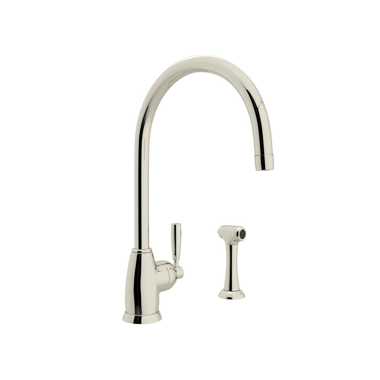 Perrin & Rowe Holborn Single Hole Kitchen Faucet with C Spout and Sidespray - BNGBath
