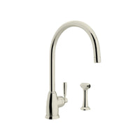 Thumbnail for Perrin & Rowe Holborn Single Hole Kitchen Faucet with C Spout and Sidespray - BNGBath