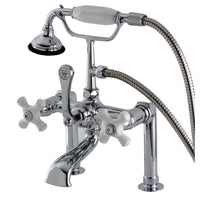 Thumbnail for Kingston Brass AE112T1 Auqa Vintage Deck Mount Clawfoot Tub Faucet, Polished Chrome - BNGBath