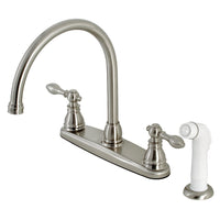 Thumbnail for Kingston Brass KB728ACL American Classic Centerset Kitchen Faucet with Side Sprayer, Brushed Nickel - BNGBath