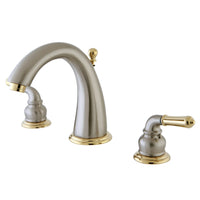 Thumbnail for Kingston Brass KS2969 8 in. Widespread Bathroom Faucet, Brushed Nickel/Polished Brass - BNGBath