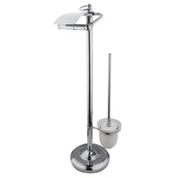 Thumbnail for Kingston Brass CC2011 Pedestal Toilet Paper Holder Stand with Brush, Polished Chrome - BNGBath