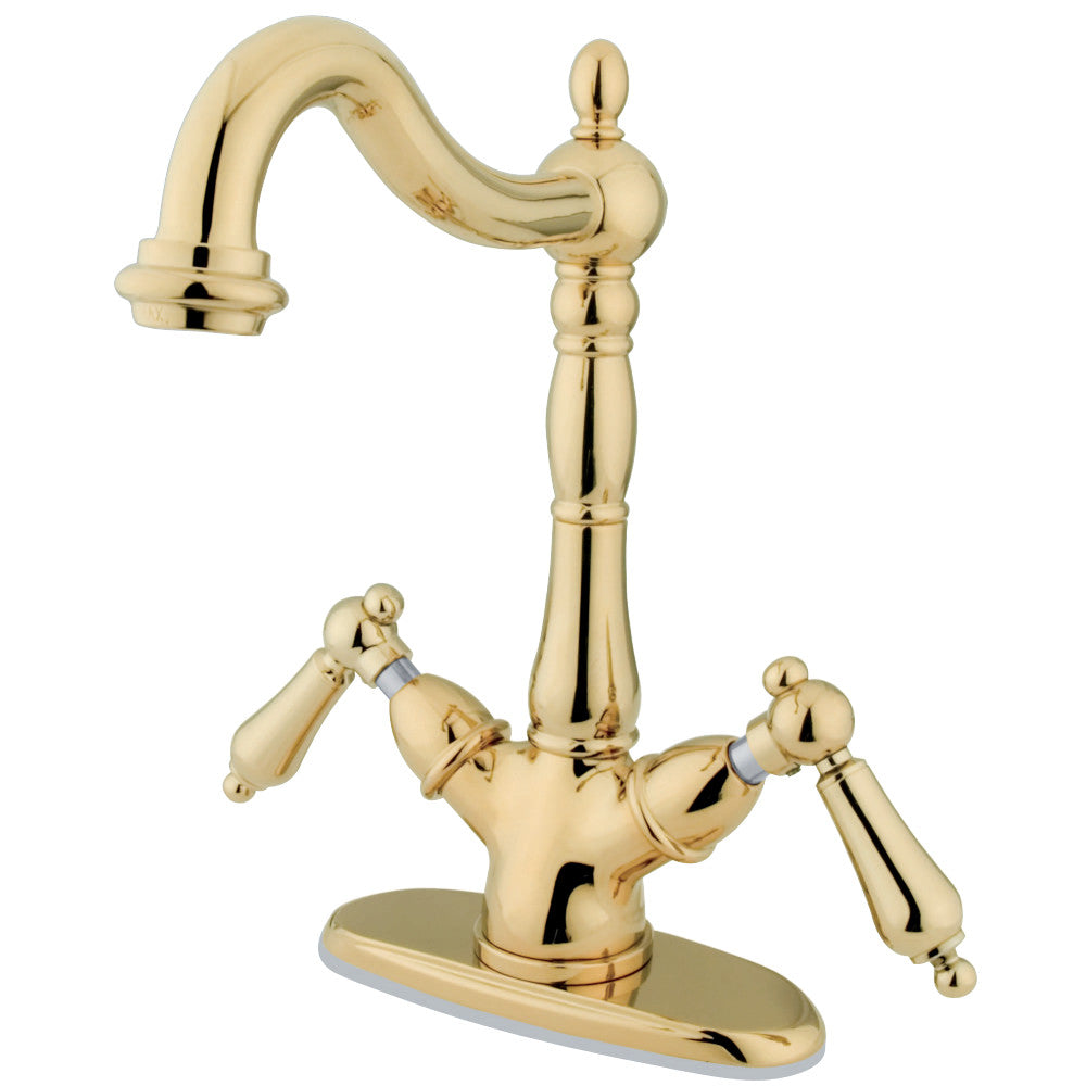 Kingston Brass KS1492AL Heritage 2-Handle Vessel Sink Faucet, Polished Brass - BNGBath