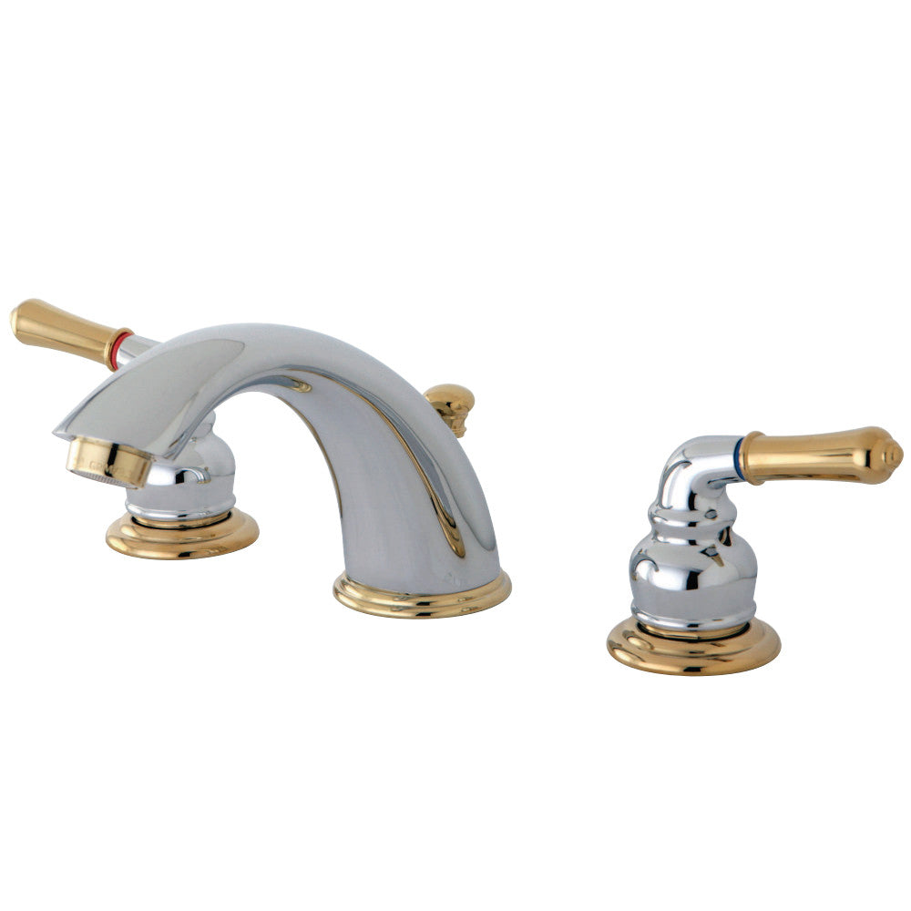 Kingston Brass KB964 Magellan Widespread Bathroom Faucet with Retail Pop-Up, Polished Chrome/Polished Brass - BNGBath