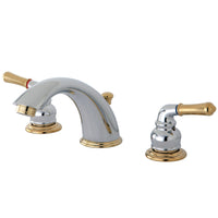 Thumbnail for Kingston Brass KB964 Magellan Widespread Bathroom Faucet with Retail Pop-Up, Polished Chrome/Polished Brass - BNGBath