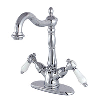 Thumbnail for Kingston Brass KS1431BPL Bel-Air Two-Handle Bathroom Faucet with Brass Pop-Up and Cover Plate, Polished Chrome - BNGBath