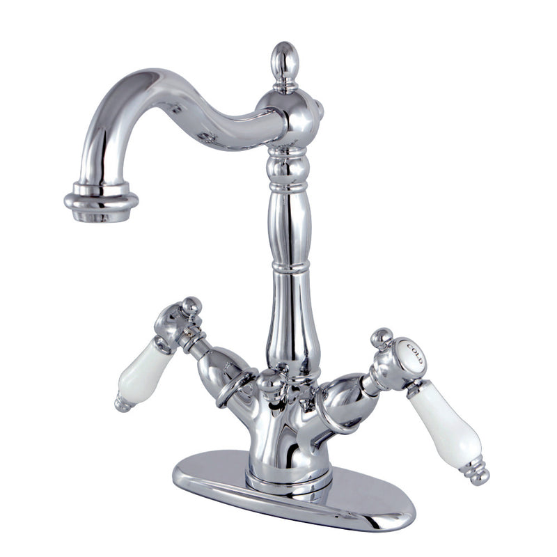 Kingston Brass KS1431BPL Bel-Air Two-Handle Bathroom Faucet with Brass Pop-Up and Cover Plate, Polished Chrome - BNGBath