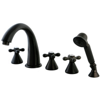 Thumbnail for Kingston Brass KS23655AX Roman Tub Faucet 5 Pieces with Hand Shower, Oil Rubbed Bronze - BNGBath