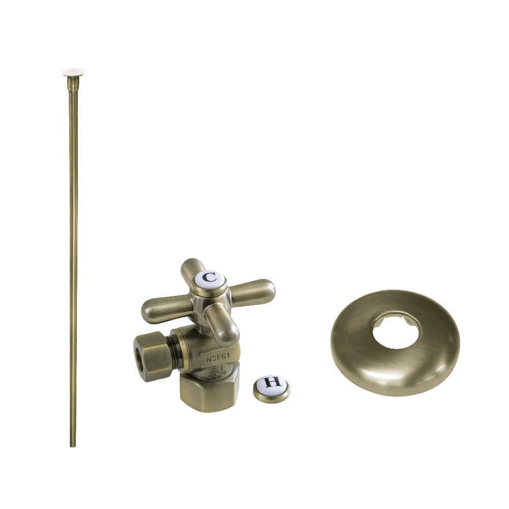 Kingston Brass KTK103P Trimscape Toilet Supply Kit Combo 1/2-Inch IPS X 3/8-Inch Comp Outlet, Antique Brass - BNGBath