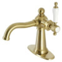 Thumbnail for Kingston Brass KSD154KLBB Nautical Single-Handle Bathroom Faucet with Push Pop-Up, Brushed Brass - BNGBath