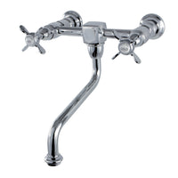 Thumbnail for Kingston Brass KS1211BEX Essex Wall Mount Bathroom Faucet, Polished Chrome - BNGBath