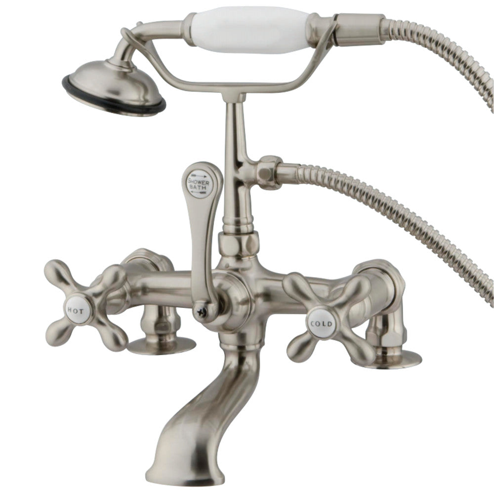 Kingston Brass CC209T8 Vintage 7-Inch Deck Mount Clawfoot Tub Faucet with Hand Shower, Brushed Nickel - BNGBath