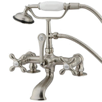 Thumbnail for Kingston Brass CC209T8 Vintage 7-Inch Deck Mount Clawfoot Tub Faucet with Hand Shower, Brushed Nickel - BNGBath