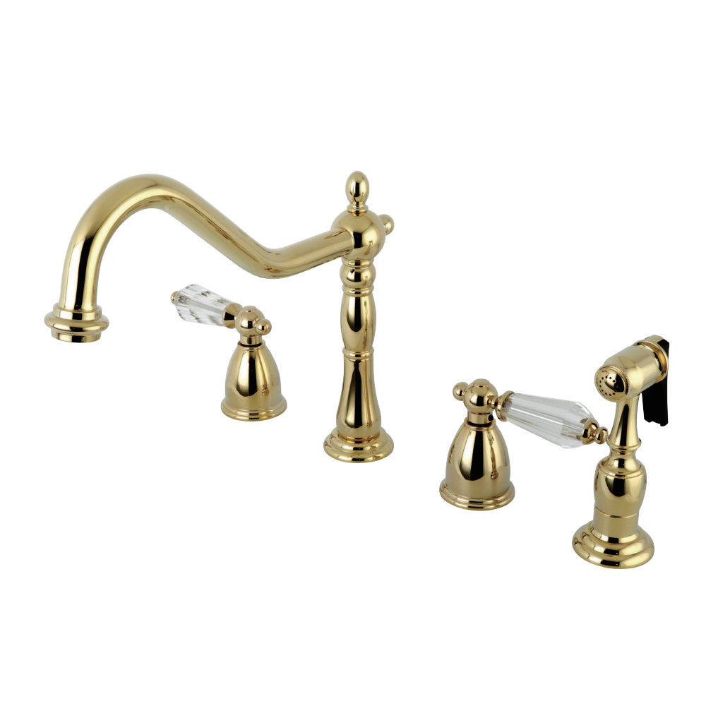Kingston Brass KB1792WLLBS Widespread Kitchen Faucet, Polished Brass - BNGBath