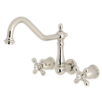 Thumbnail for Kingston Brass KS1026AX Heritage Wall Mount Tub Faucet, Polished Nickel - BNGBath