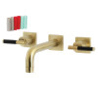 Thumbnail for Kingston Brass KS6127CKL Ksiser Two-Handle Wall Mount Bathroom Faucet, Brushed Brass - BNGBath