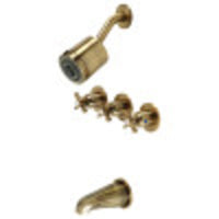 Thumbnail for Kingston Brass KBX8133ZX Millennium Three-Handle Tub and Shower Faucet, Antique Brass - BNGBath