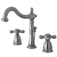 Thumbnail for Kingston Brass KB1978AX Heritage Widespread Bathroom Faucet with Plastic Pop-Up, Brushed Nickel - BNGBath