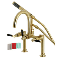 Thumbnail for Aqua Vintage AE8107DKL Kaiser 7-Inch Deck Mount Clawfoot Tub Faucet, Brushed Brass - BNGBath