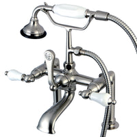 Thumbnail for Kingston Brass AE105T8 Auqa Vintage Deck Mount Clawfoot Tub Faucet, Brushed Nickel - BNGBath