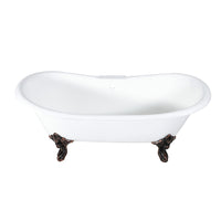 Thumbnail for Aqua Eden VCT7DS7231NL5 72-Inch Cast Iron Double Slipper Clawfoot Tub with 7-Inch Faucet Drillings, White/Oil Rubbed Bronze - BNGBath