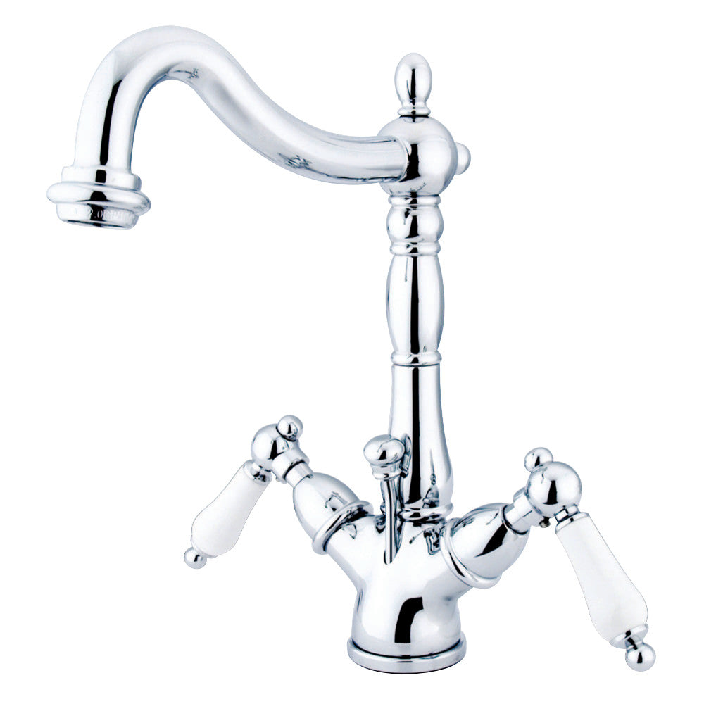 Kingston Brass KS1431PL Heritage Two-Handle Bathroom Faucet with Brass Pop-Up and Cover Plate, Polished Chrome - BNGBath