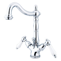 Thumbnail for Kingston Brass KS1431PL Heritage Two-Handle Bathroom Faucet with Brass Pop-Up and Cover Plate, Polished Chrome - BNGBath