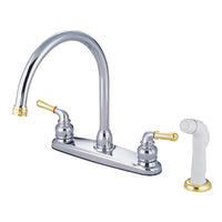 Thumbnail for Kingston Brass KB794 Magellan 8-Inch Centerset Kitchen Faucet, Polished Chrome/Polished Brass - BNGBath