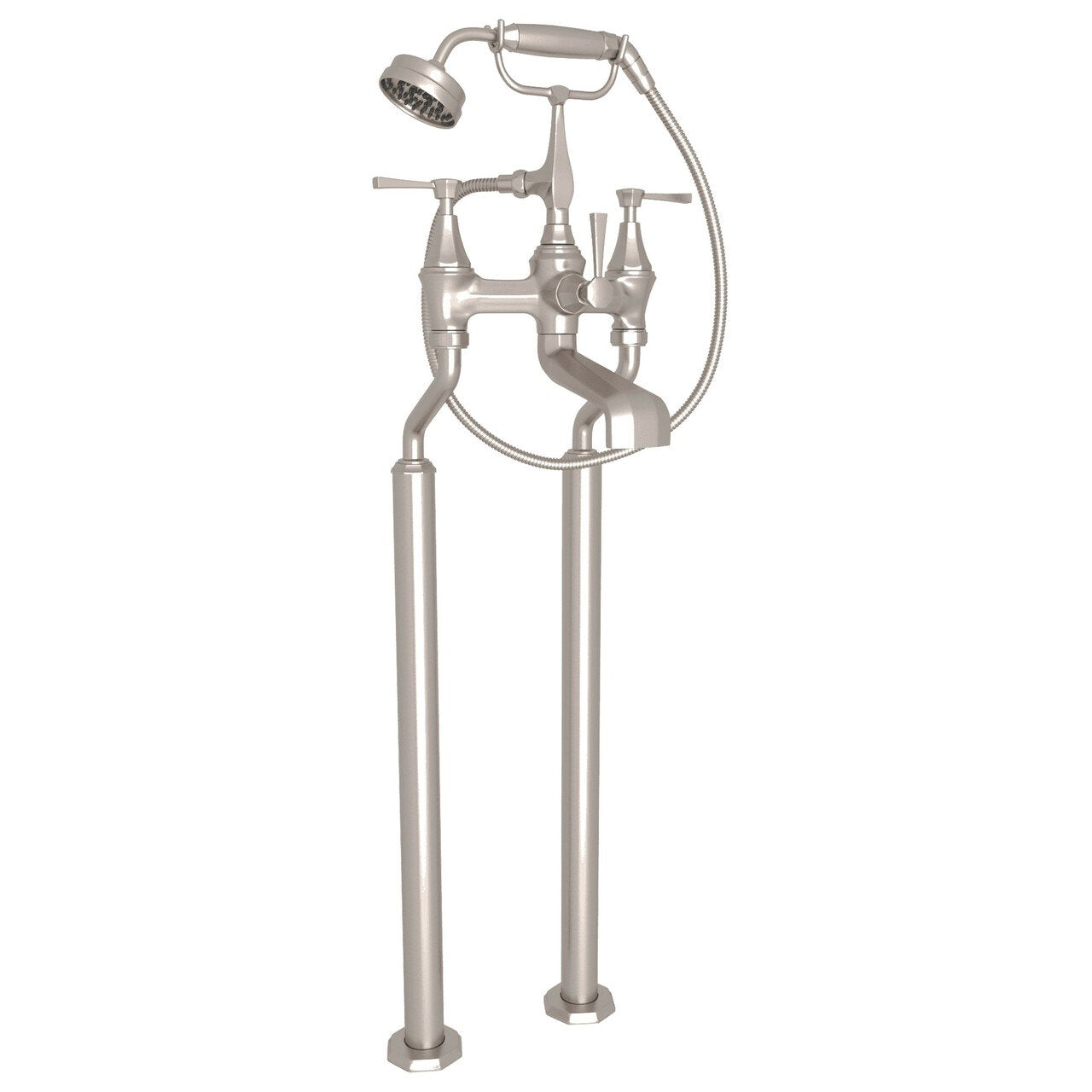Perrin & Rowe Deco Exposed Floor Mount Tub Filler with Handshower - BNGBath