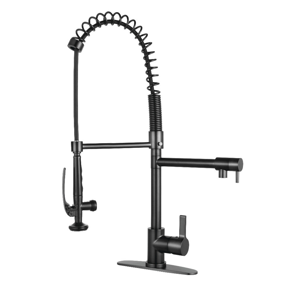 Gourmetier LS8500CTL Continental Single-Handle Pre-Rinse Kitchen Faucet, Matte Black - BNGBath