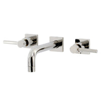 Thumbnail for Kingston Brass KS6126DL Concord Two-Handle Wall Mount Bathroom Faucet, Polished Nickel - BNGBath