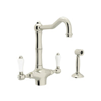 Thumbnail for ROHL Acqui Single Hole Column Spout Kitchen Faucet with Sidespray - BNGBath