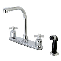 Thumbnail for Kingston Brass FB751ZX Millennium 8-Inch Centerset Kitchen Faucet with Sprayer, Polished Chrome - BNGBath