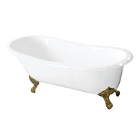 Thumbnail for Aqua Eden VCT7D5731B2 57-Inch Cast Iron Slipper Clawfoot Tub with 7-Inch Faucet Drillings, White/Polished Brass - BNGBath