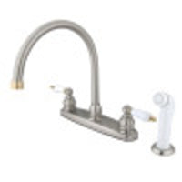 Thumbnail for Kingston Brass KB729 Vintage Centerset Kitchen Faucet, Brushed Nickel/Polished Brass - BNGBath