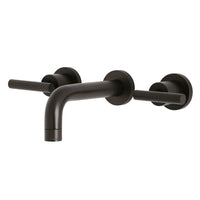 Thumbnail for Kingston Brass KS8125CML Manhattan 2-Handle 8 in. Wall Mount Bathroom Faucet, Oil Rubbed Bronze - BNGBath