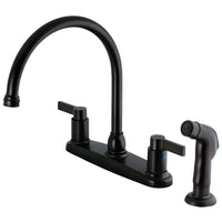 Thumbnail for Kingston Brass FB2795NDLSP NuvoFusion 8-Inch Centerset Kitchen Faucet with Sprayer, Oil Rubbed Bronze - BNGBath
