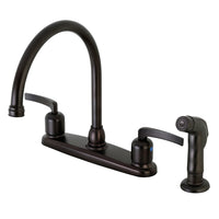 Thumbnail for Kingston Brass FB795EFLSP Centurion 8-Inch Centerset Kitchen Faucet with Sprayer, Oil Rubbed Bronze - BNGBath