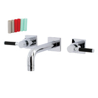 Thumbnail for Kingston Brass KS6121DKL Ksiser Two-Handle Wall Mount Bathroom Faucet, Polished Chrome - BNGBath